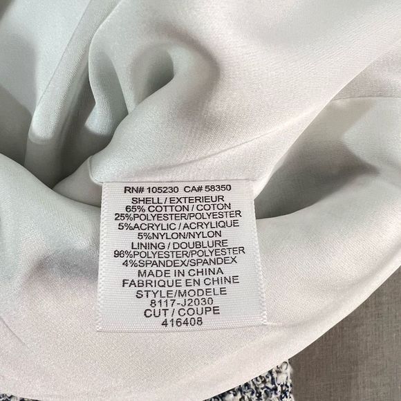 Joie Women's Hidden Zip-Up Tweed Long Sleeve Blue / White Moto Jacket Size L - Picture 11 of 13